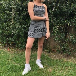 Black and White Patterned Mini Dress